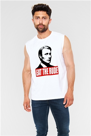 Hannibal Beyaz Unisex Kolsuz Tişört