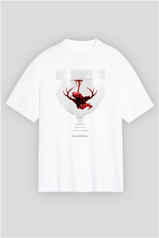 Hannibal Beyaz Unisex Oversize Tişört T-Shirt