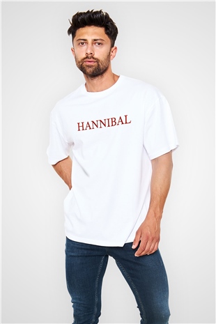 Hannibal Beyaz Unisex Oversize Tişört T-Shirt