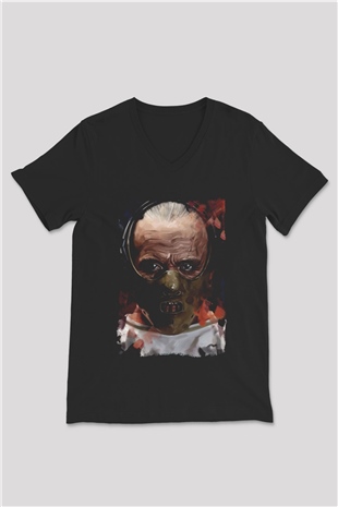 Hannibal Siyah Unisex V Yaka Tişört