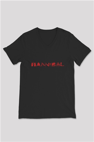 Hannibal Siyah Unisex V Yaka Tişört T-Shirt