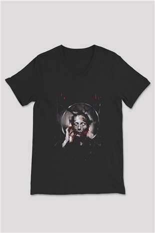 Hannibal Siyah Unisex V Yaka Tişört T-Shirt
