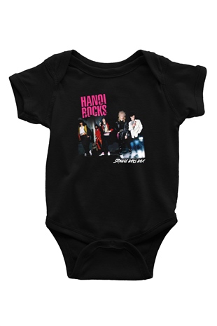 Hanoi Rocks Baskılı Siyah Bebek Body - Zıbın