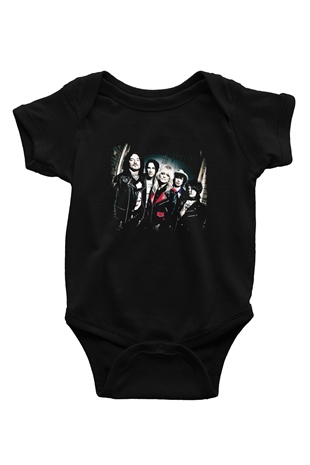 Hanoi Rocks Baskılı Unisex Siyah Bebek Body - Zıbın