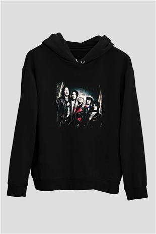 Hanoi Rocks Baskılı Unisex Siyah Hoodie