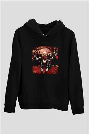 Hanoi Rocks Baskılı Unisex Siyah Hoodie