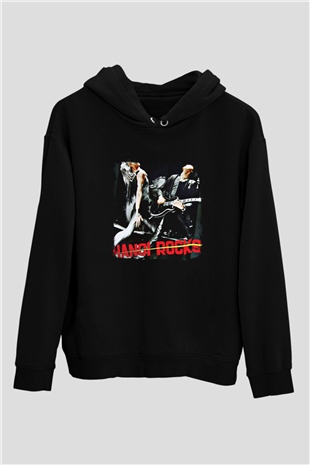 Hanoi Rocks Baskılı Unisex Siyah Hoodie