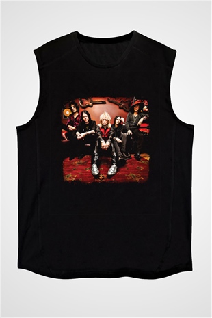 Hanoi Rocks Baskılı Unisex Siyah Kolsuz Tişört