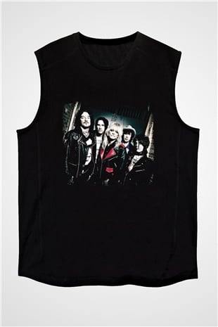 Hanoi Rocks Baskılı Unisex Siyah Kolsuz Tişört