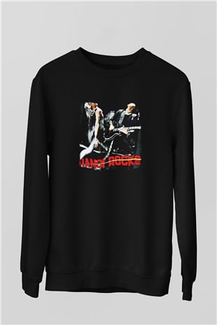 Hanoi Rocks Baskılı Unisex Siyah Sweatshirt