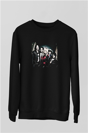 Hanoi Rocks Baskılı Unisex Siyah Sweatshirt