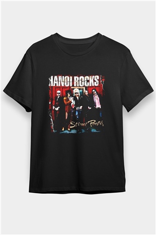 Hanoi Rocks Baskılı Unisex Siyah Tişört