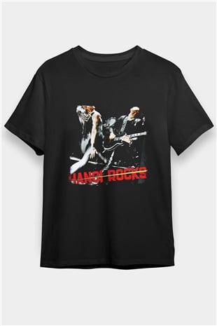 Hanoi Rocks Baskılı Unisex Siyah Tişört
