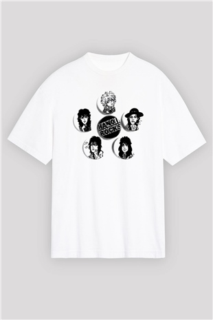 Hanoi Rocks Beyaz Unisex Oversize Tişört T-Shirt