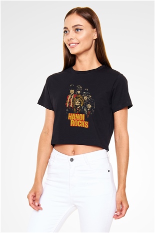 Hanoi Rocks Siyah  Crop Top Tişört