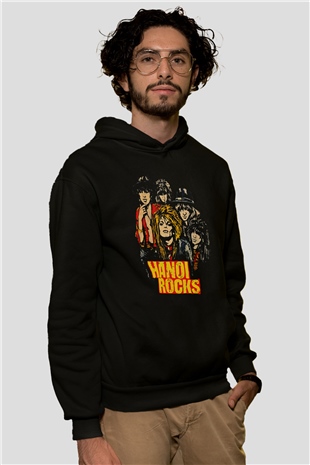 Hanoi Rocks Siyah Unisex Kapüşonlu Sweatshirt