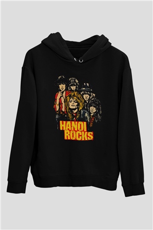 Hanoi Rocks Siyah Unisex Kapüşonlu Sweatshirt