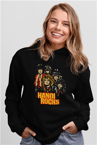 Hanoi Rocks Siyah Unisex Kapüşonlu Sweatshirt