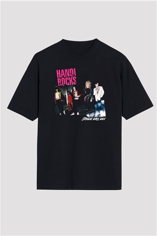 Hanoi Rocks Siyah Unisex Oversize Tişört T-Shirt