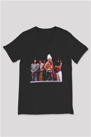 Hanoi Rocks Siyah Unisex V Yaka Tişört T-Shirt