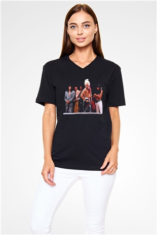 Hanoi Rocks Siyah Unisex V Yaka Tişört T-Shirt