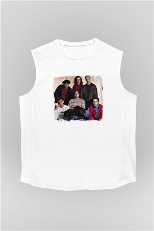 Happy Mondays Baskılı Unisex Beyaz Kolsuz Tişört