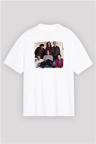Happy Mondays Baskılı Unisex Beyaz Oversize Tişört