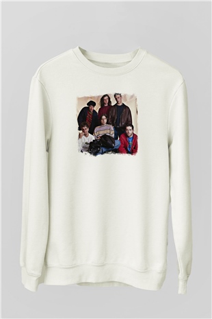 Happy Mondays Baskılı Unisex Beyaz Sweatshirt