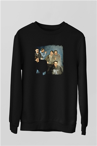 Happy Mondays Baskılı Unisex Siyah Sweatshirt