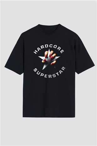Hardcore Superstar Baskılı Unisex Siyah Oversize Tişört