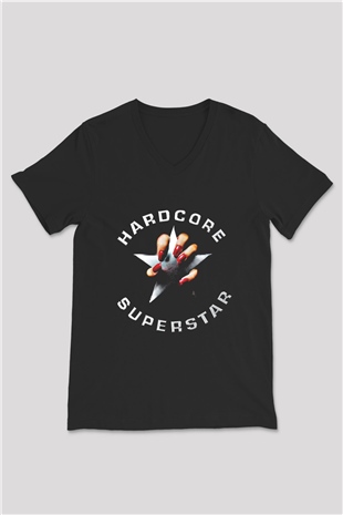 Hardcore Superstar Baskılı Unisex Siyah V Yaka Tişört