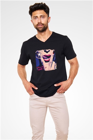 Hardcore Superstar Baskılı Unisex Siyah V Yaka Tişört