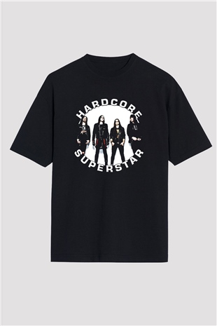 Hardcore Superstar Baskılı Unisex Siyah Oversize Tişört