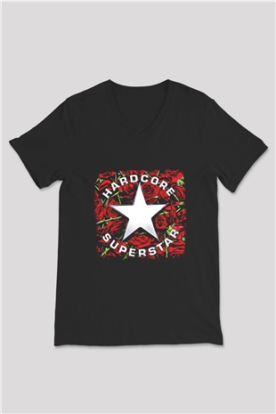 Hardcore Superstar Baskılı Unisex Siyah V Yaka Tişört