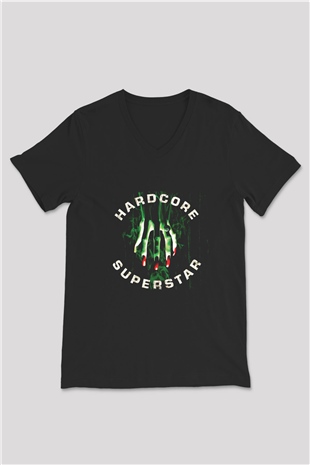 Hardcore Superstar Baskılı Unisex Siyah V Yaka Tişört
