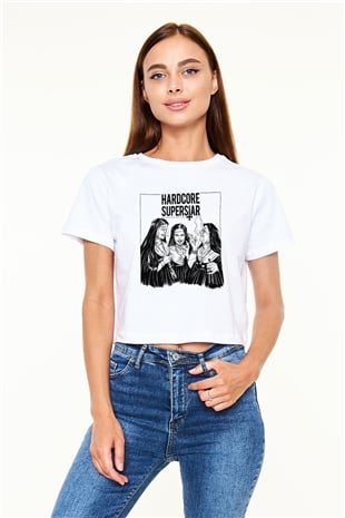 Hardcore Superstar Beyaz Croptop Tişört