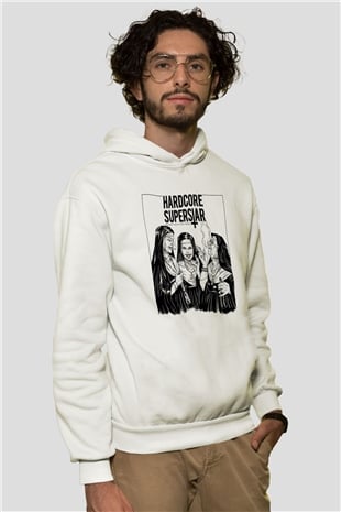 Hardcore Superstar Beyaz Unisex Kapşonlu Sweatshirt