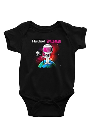 Hardwell Baskılı Siyah Bebek Body - Zıbın