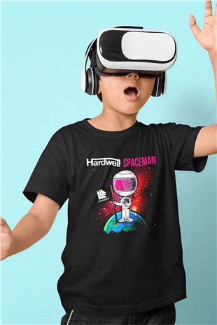 Hardwell Baskılı Siyah Unisex Çocuk Tişört