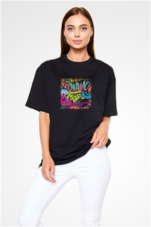 Hardwell Baskılı Unisex Oversize Siyah Tişört