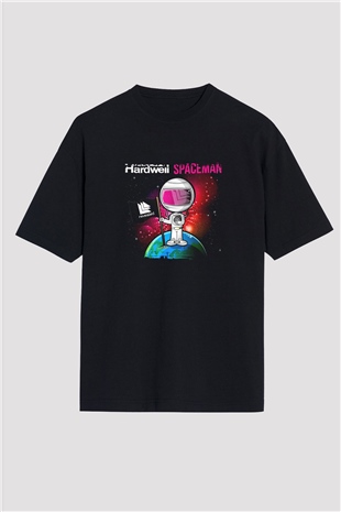 Hardwell Baskılı Unisex Oversize Siyah Tişört