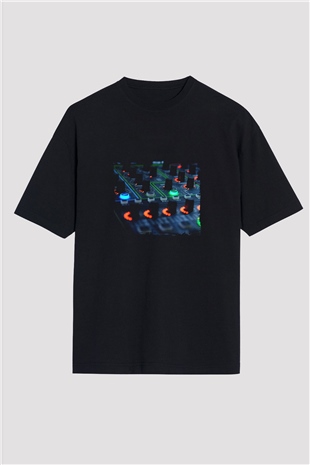 Hardwell Baskılı Unisex Oversize Siyah Tişört