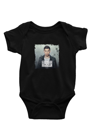 Hardwell Baskılı Unisex Siyah Bebek Body - Zıbın