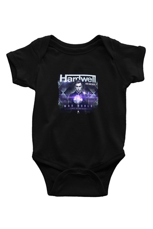 Hardwell Baskılı Unisex Siyah Bebek Body - Zıbın