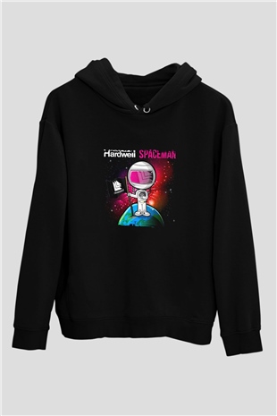 Hardwell Baskılı Unisex Siyah Hoodie
