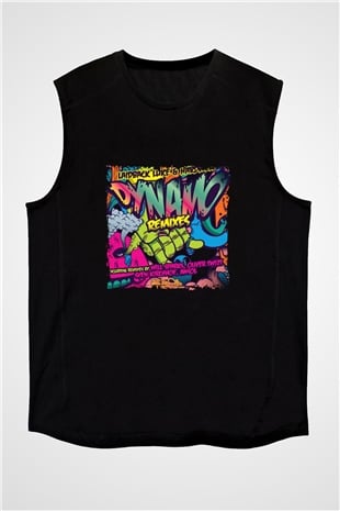 Hardwell Baskılı Unisex Siyah Kolsuz Tişört