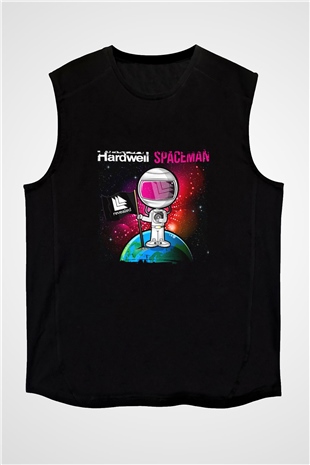 Hardwell Baskılı Unisex Siyah Kolsuz Tişört