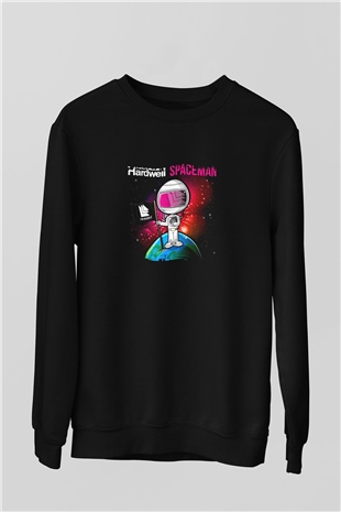 Hardwell Baskılı Unisex Siyah Sweatshirt