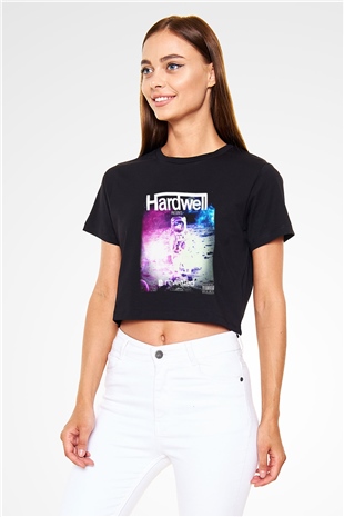 Hardwell Siyah Crop Top Tişört