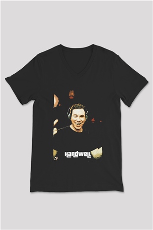 Hardwell Siyah Unisex V Yaka Tişört